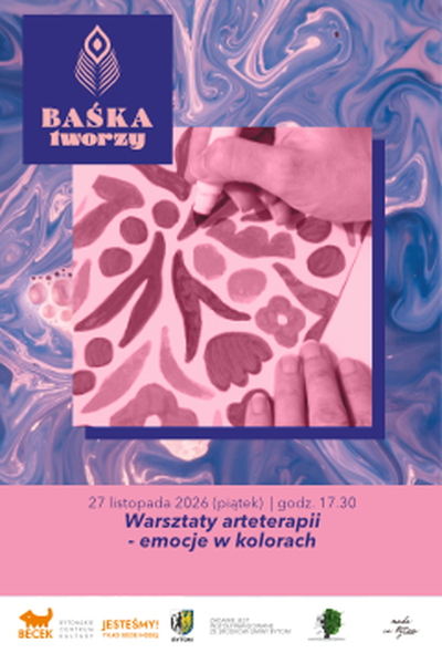 Plakat wydarzenia:  BAŚKA tworzy: Warsztaty arteterapii – emocje w kolorach